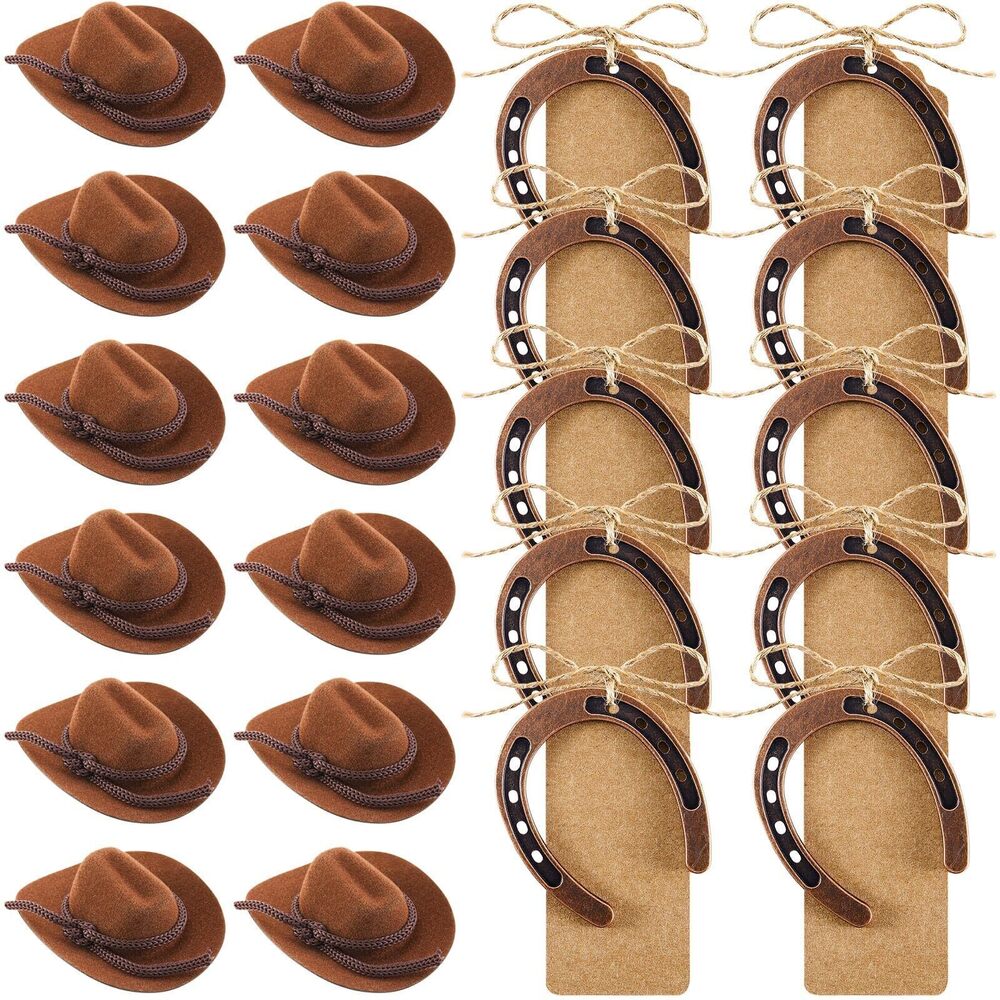 2069 24 Pcs Western Party Decorations 12 Mini Cowboy Hat 12 Good Lucky